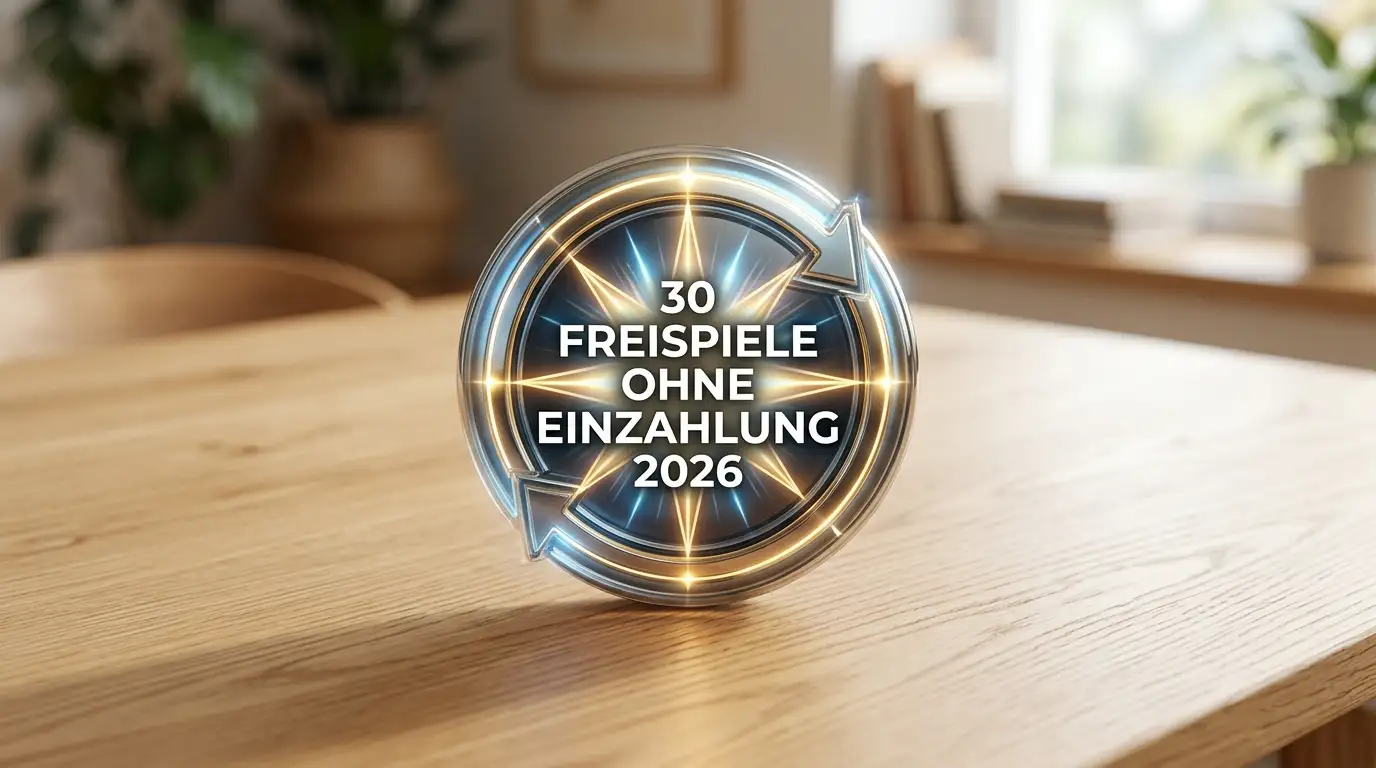 Hero-Bild einer Spielautomaten-Drehung mit Sternsymbolen für 30 Freispiele ohne Einzahlung 2026