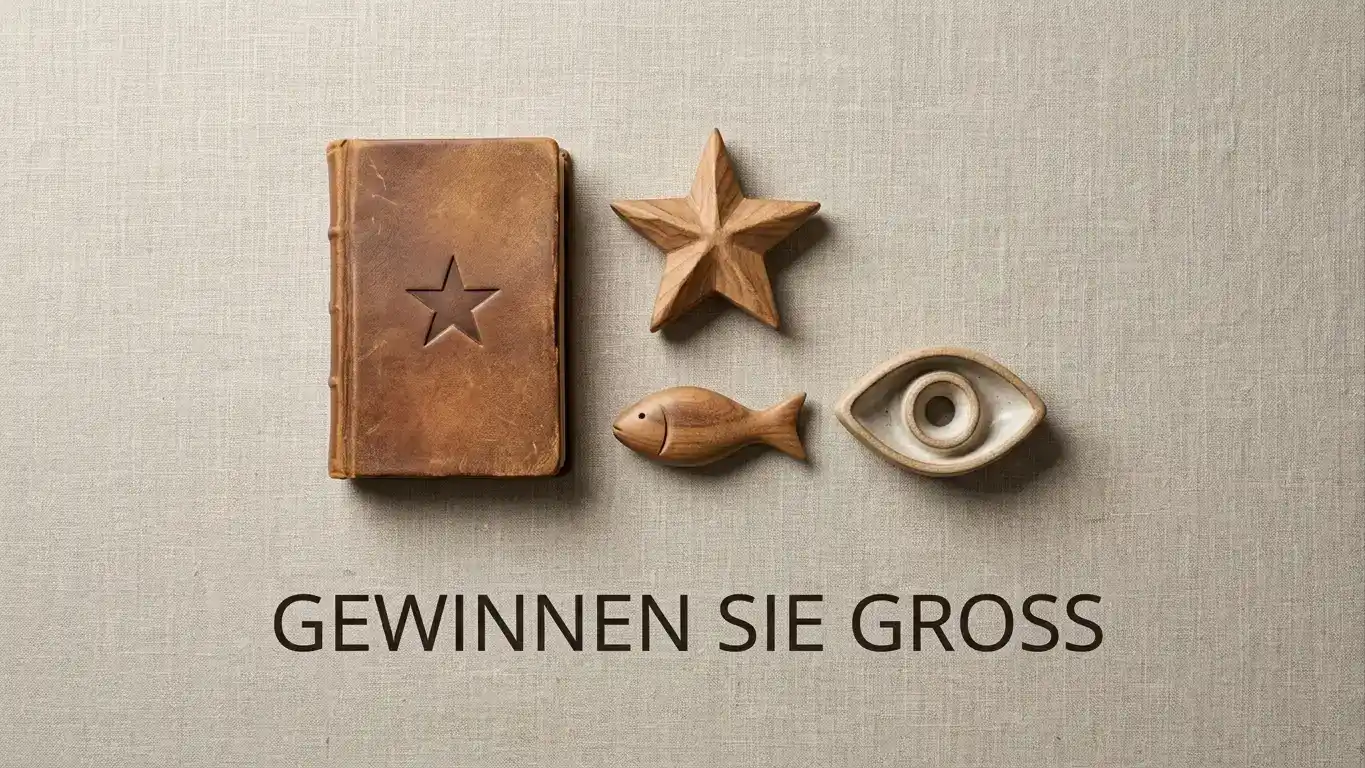 Spielautomat-Symbole: Buch, Stern, Fisch, Auge