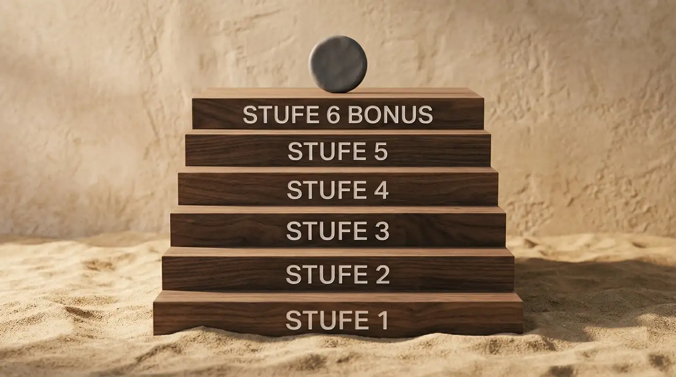 Staffel-Tabelle mit Vergleich der 10-, 20-, 30-, 40- und 50-€-No-Deposit-Boni