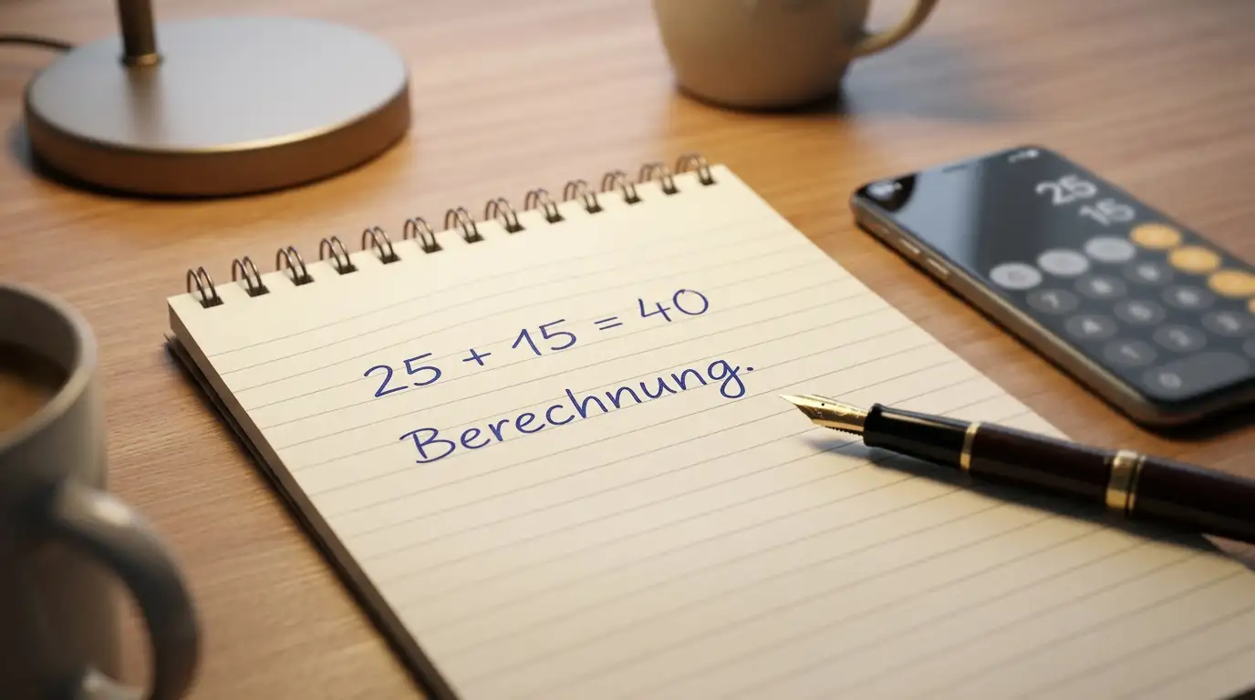 Notizblock mit handschriftlicher Rechnung zum 500% Casino-Bonus