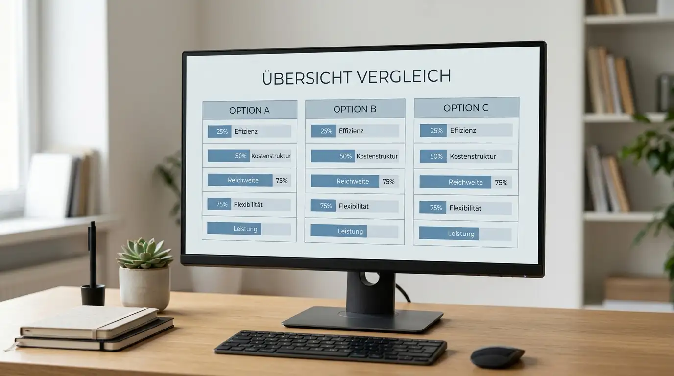 Übersicht dreier Bonus-Tabellen mit unterschiedlichen Prozentwerten nebeneinander auf einem Bildschirm