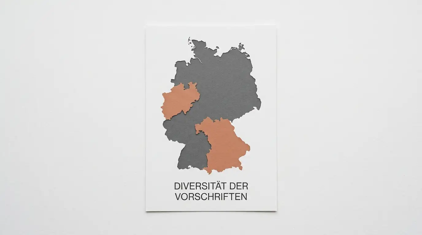 Stilisierte Deutschlandkarte mit hervorgehobenen Regionen Schleswig-Holstein und Bayern — keine Logos, keine Texte auf dem Bild