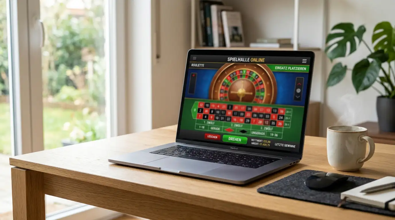 Person spielt Casino-Spiele auf Laptop ohne Registrierung
