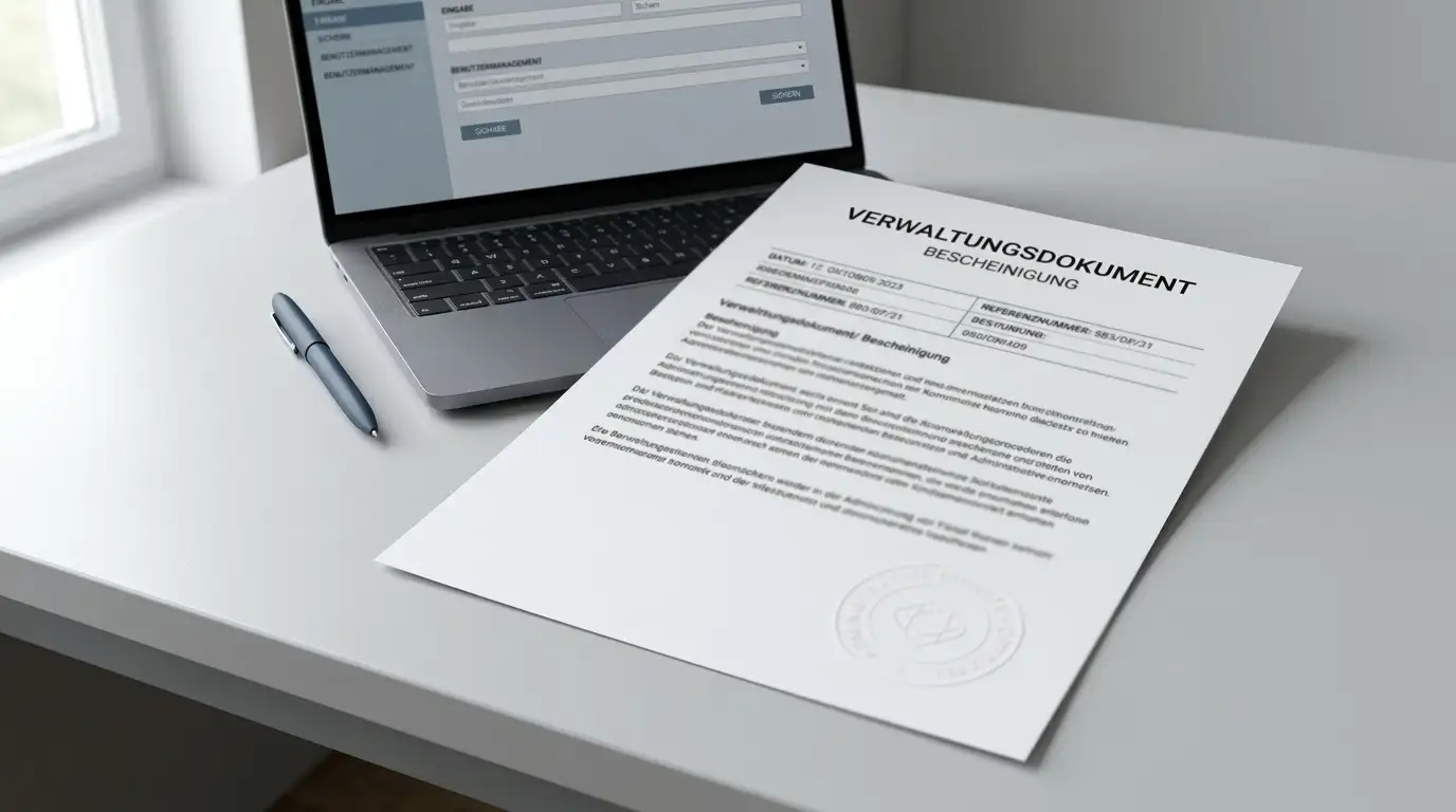 Amtliches deutsches Dokument mit Stempel als Symbol für Lizenz und Regulierung im Online-Casino