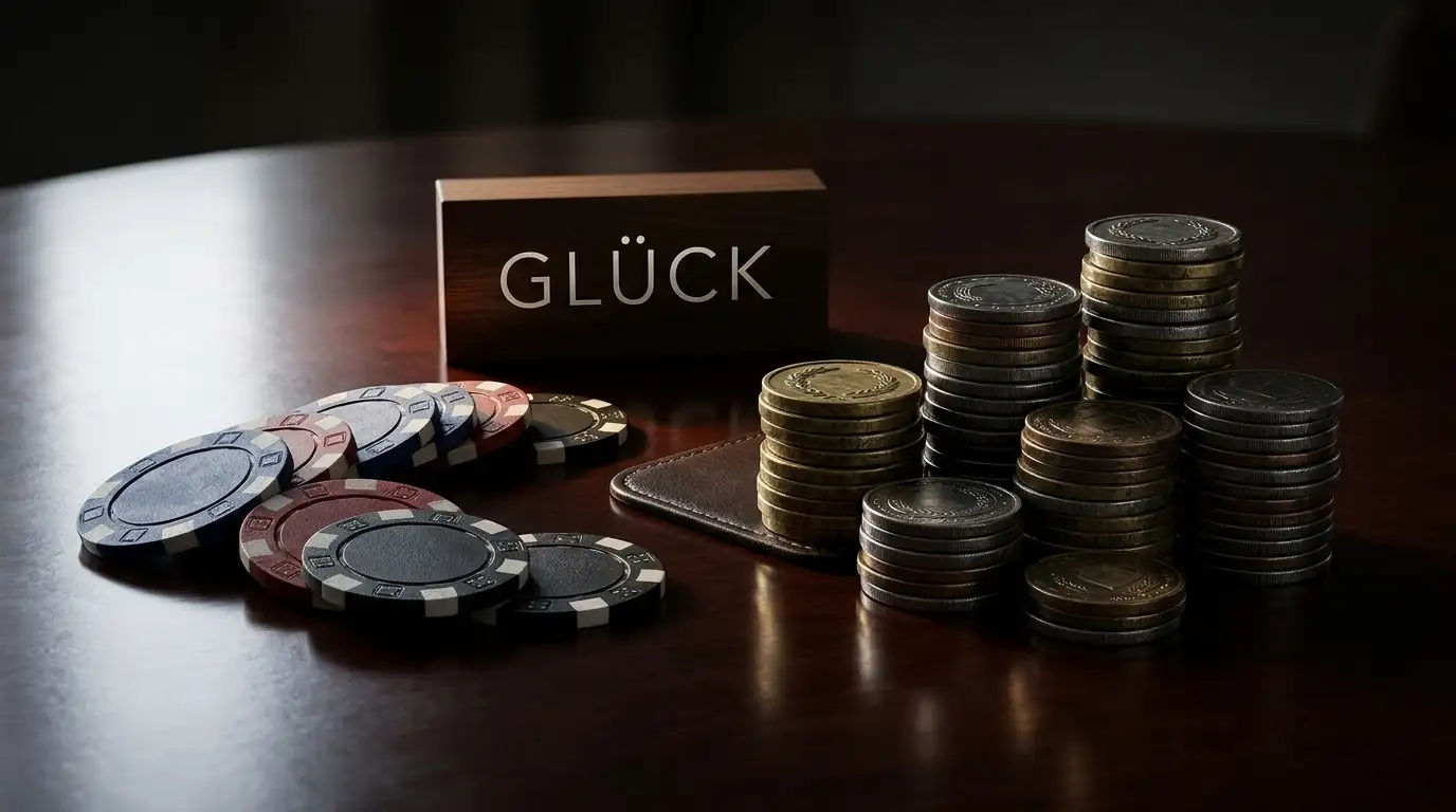 Aufgefächerte Spielchips und aufsteigende Münzstapel als Sinnbild für Bonusmodelle