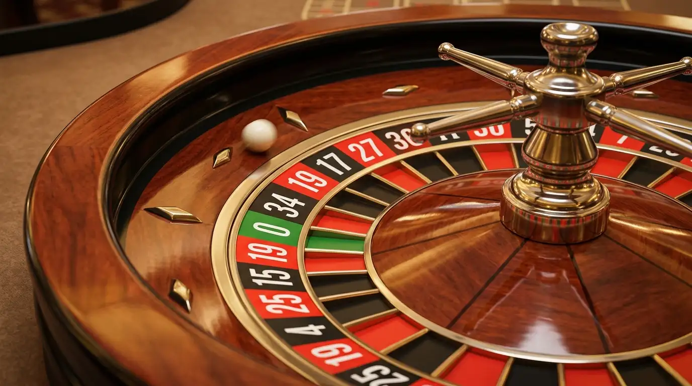 Europäisches Single-Zero-Roulette-Rad mit einer grünen Null