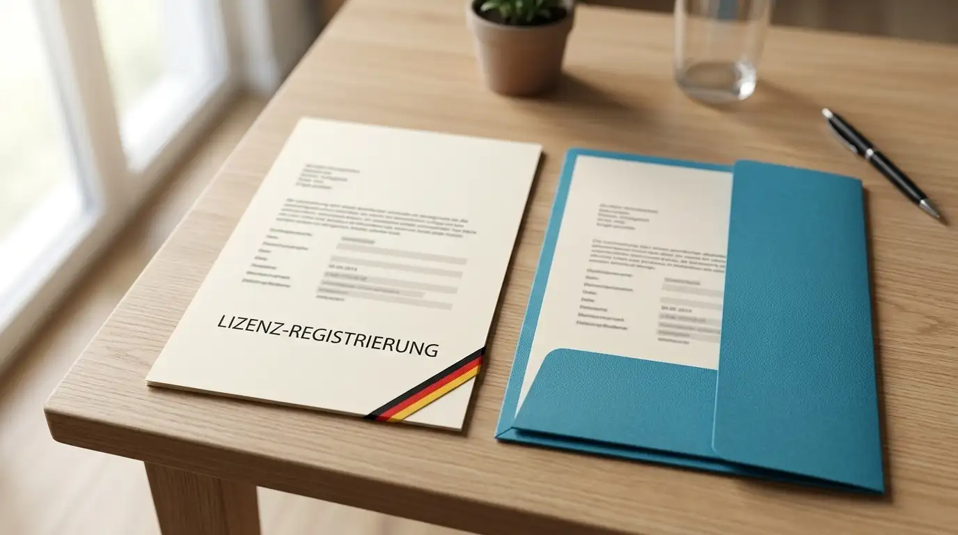 Zwei neutrale Lizenzdokumente auf einem Schreibtisch im deutschen Marktvergleich