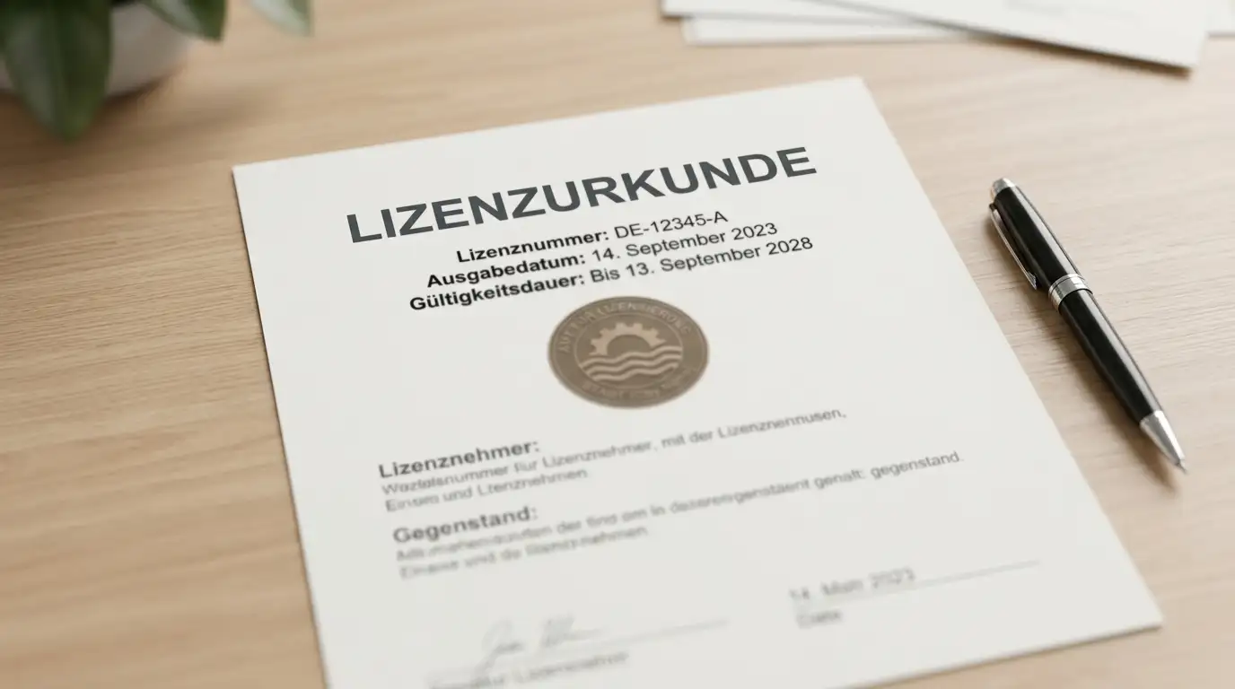 GGL-Lizenzurkunde auf einem Schreibtisch – Genehmigung für Online-Casinos in Deutschland