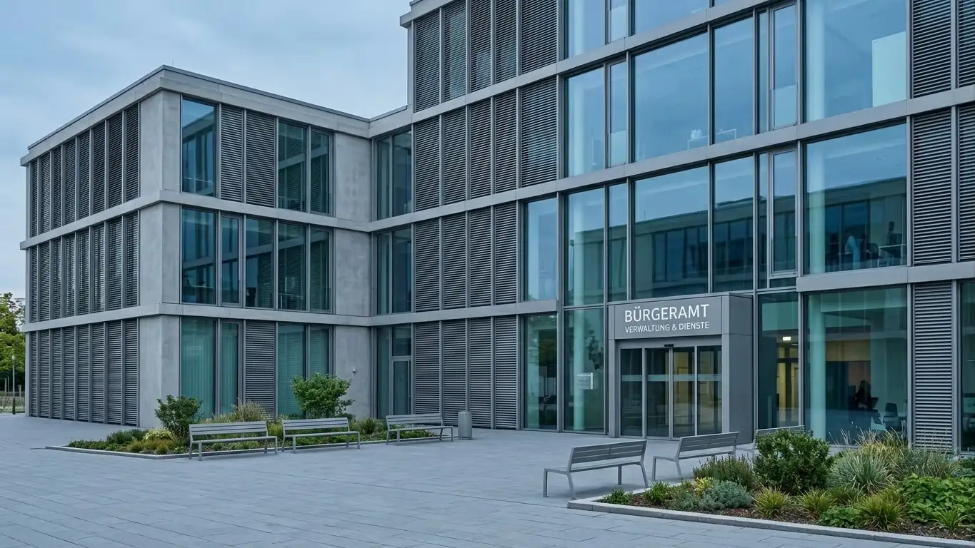 Gebäude einer deutschen Aufsichtsbehörde mit Glasfassade und neutralem Schriftzug