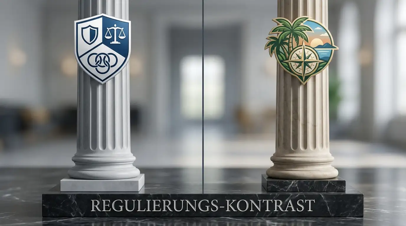 Stilisierte Säulen mit GGL-Wappen versus Offshore-Markt-Säulen