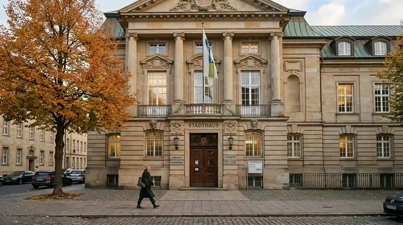 Deutsche Innenstadt mit GGL-Plakatwand und Spielbanken-Eingang