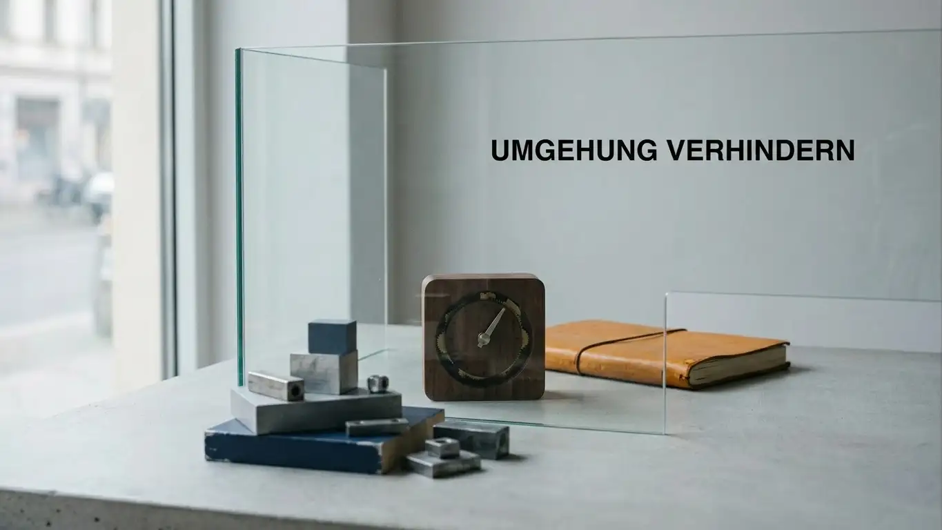 Vergleichende Gegenüberstellung: deutsches LUGAS-Logo-Symbol und ein Curaçao-Schild, getrennt durch einen schmalen Spalt