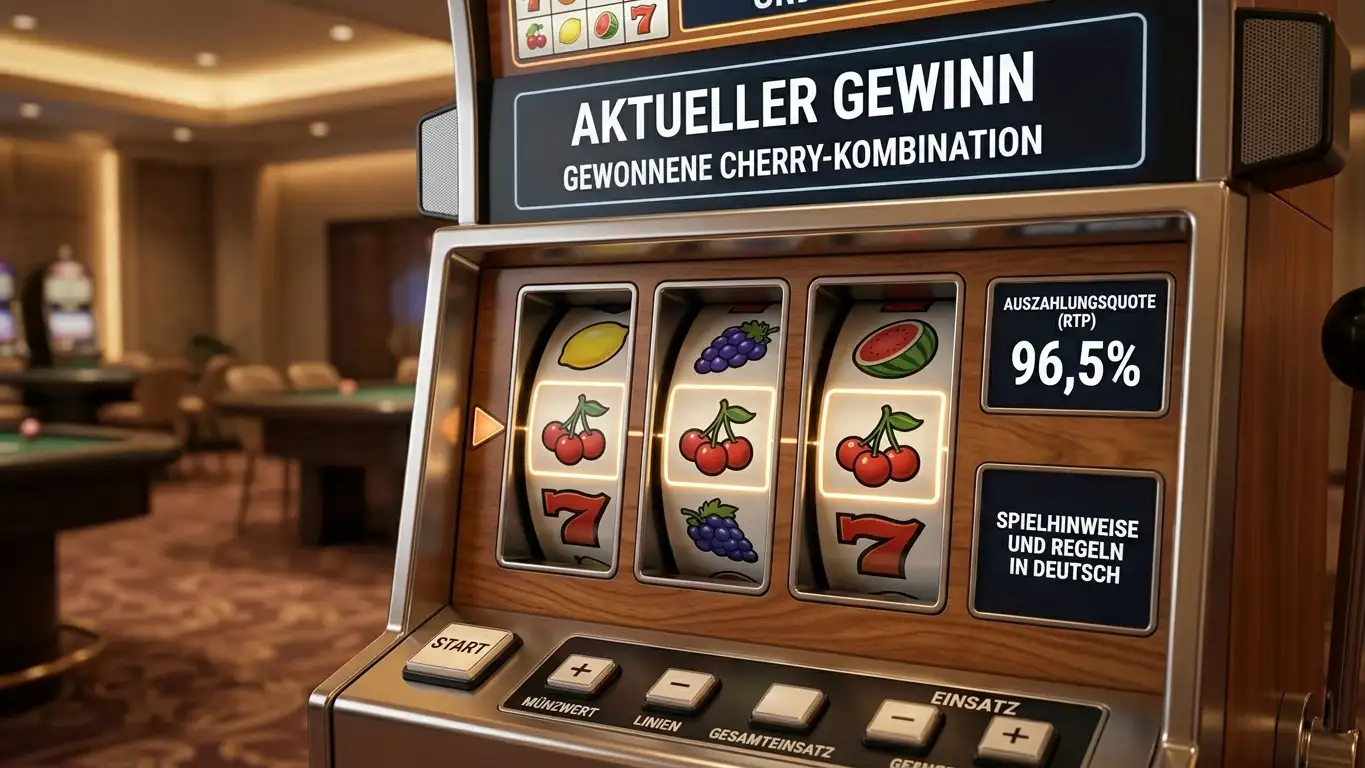 Klassische Slot-Walzen mit generischen Symbolen und RTP-Display