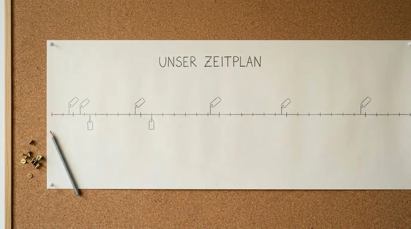 Zeitachse mit markierten Abständen zwischen dokumentierten Jackpot-Treffern