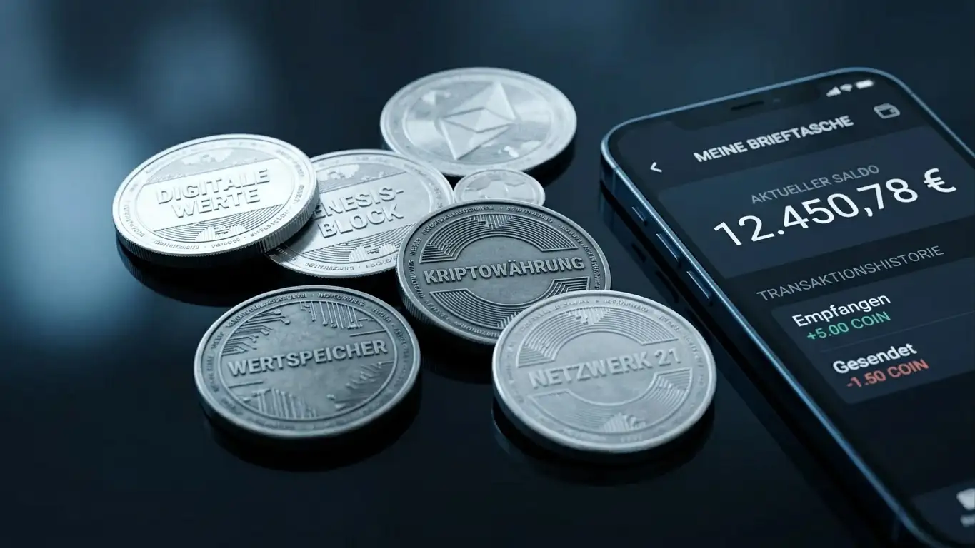 Verschiedene Kryptowährungs-Symbole als Zahlungsmittel im Casino-Kontext