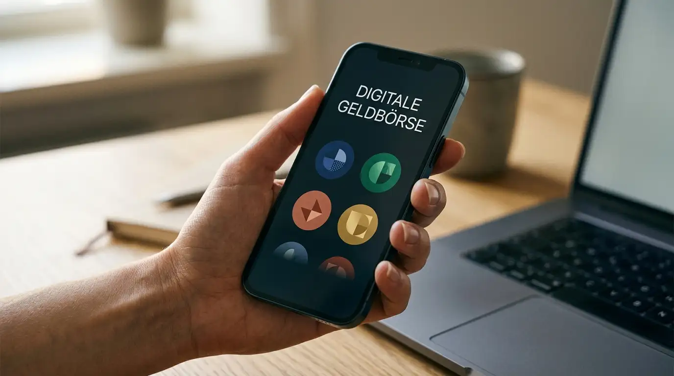 Verschiedene Kryptowährungen als Zahlungswege in einer digitalen Wallet