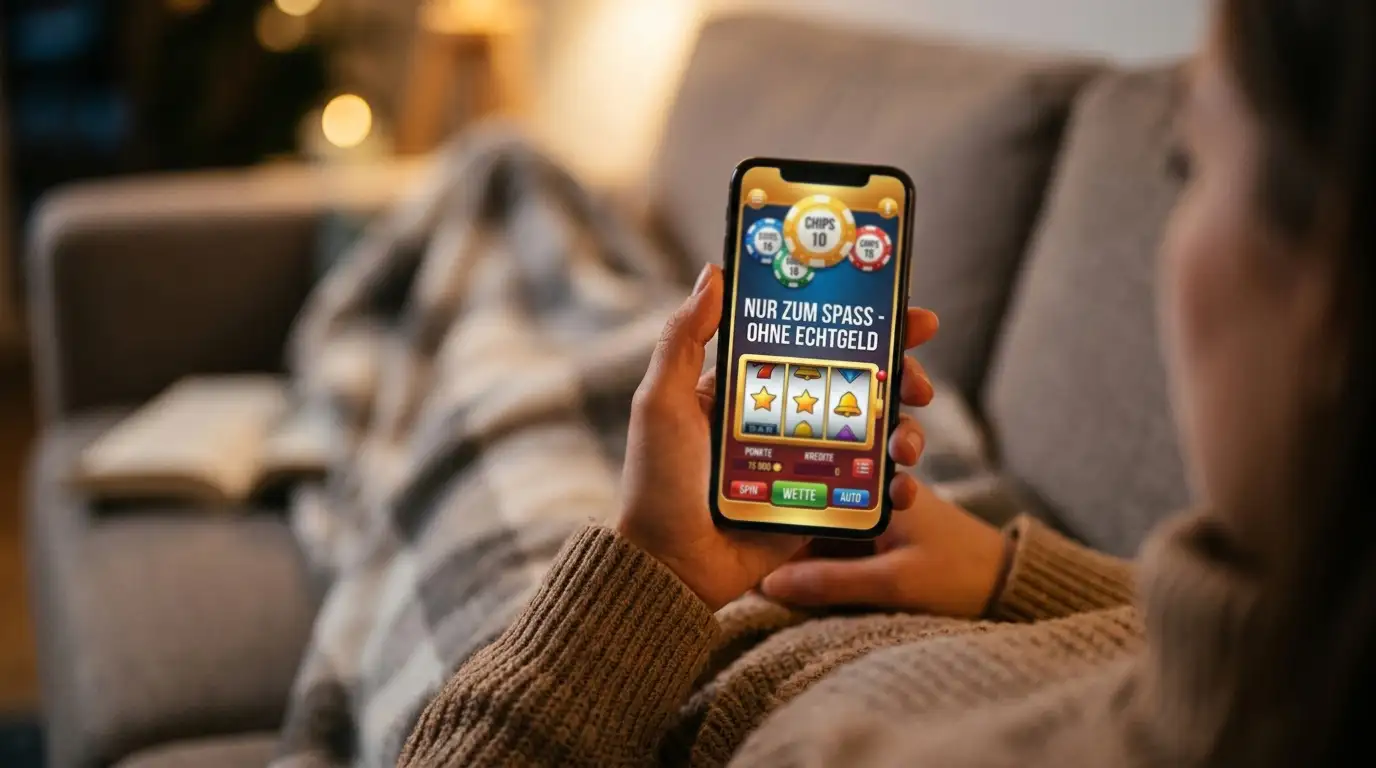 Merkur24-Spielgeld-App mit virtuellen Chips auf einem Smartphone geöffnet