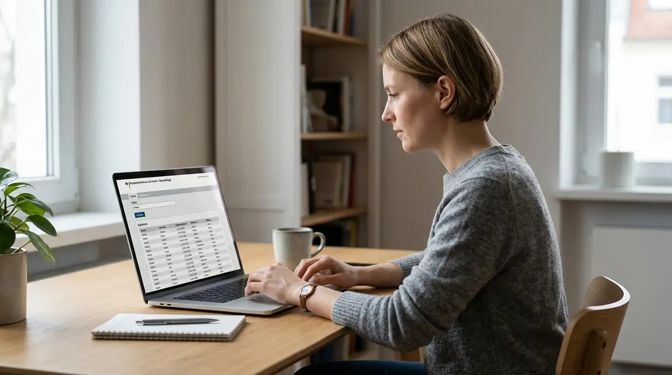 Laptop-Bildschirm zeigt das MGA-Licensee-Register für einen Lizenz-Check eines Online-Casinos