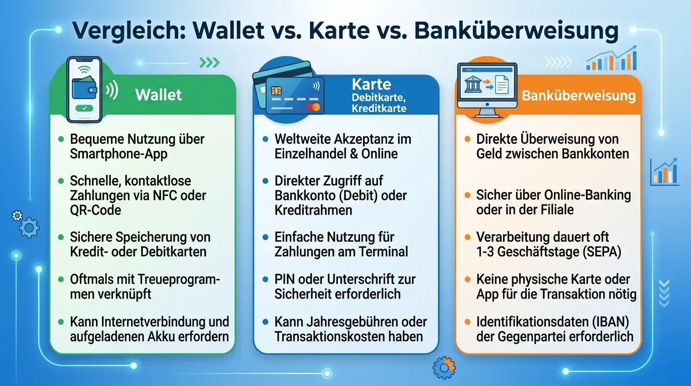 Neutrale Übersicht der Zahlungswege