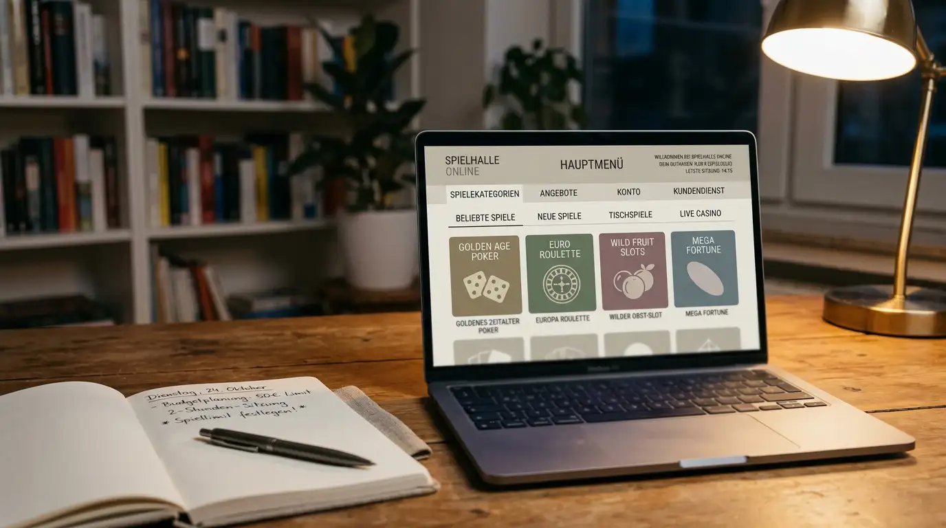 Internationale Casino-Lobby auf einem Laptop mit übersichtlicher Spielauswahl