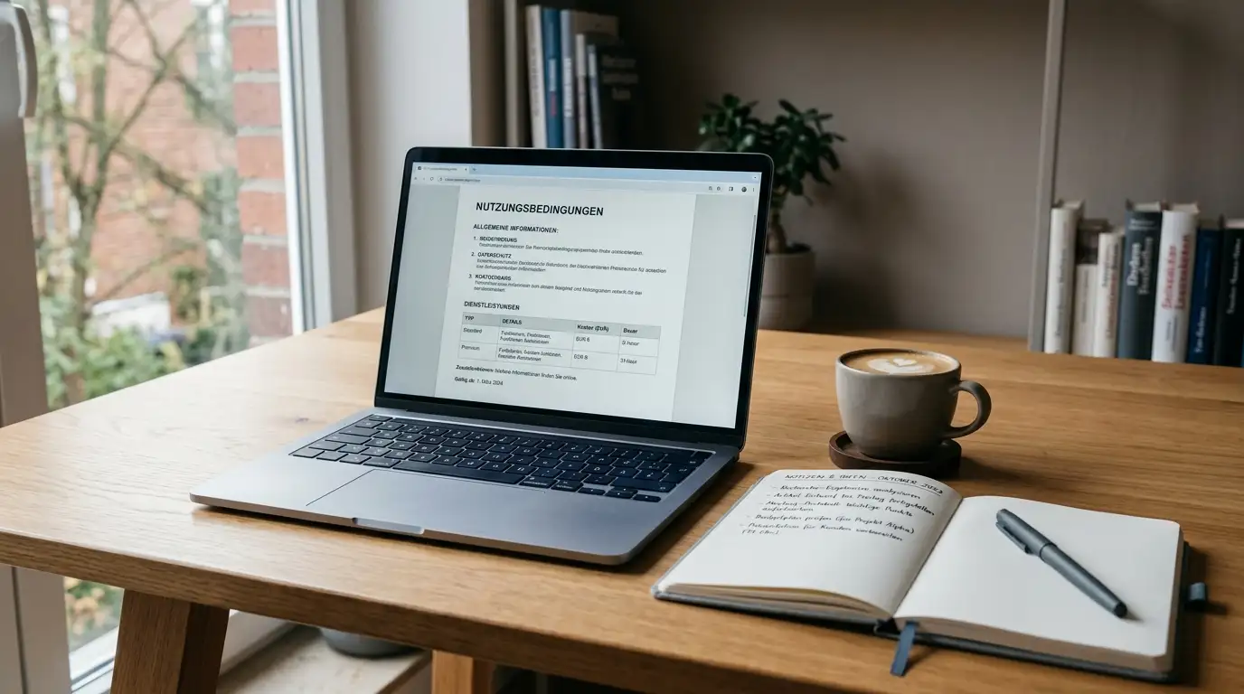 Schreibtisch mit Notebook und Notizbuch zur Analyse neuer Casino-Boni