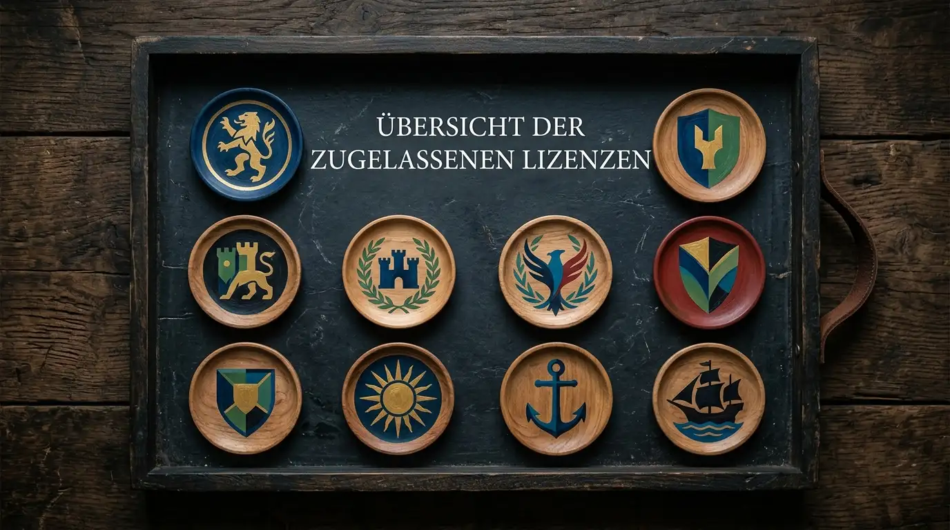 Übersicht von Offshore-Anbieter-Lizenzen als stilisierte Schilder