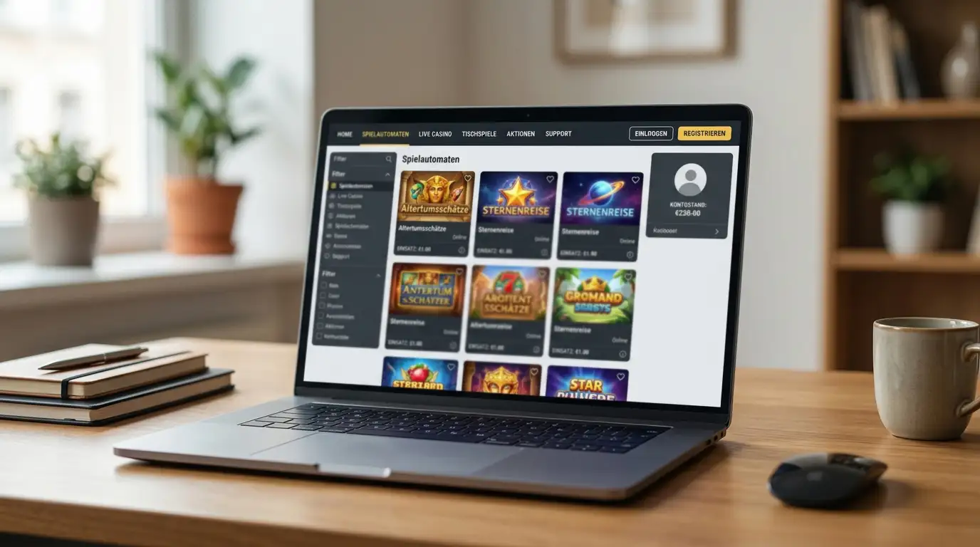 Offshore-Casino-Plattform ohne deutsche Regulierung auf Laptop-Screen