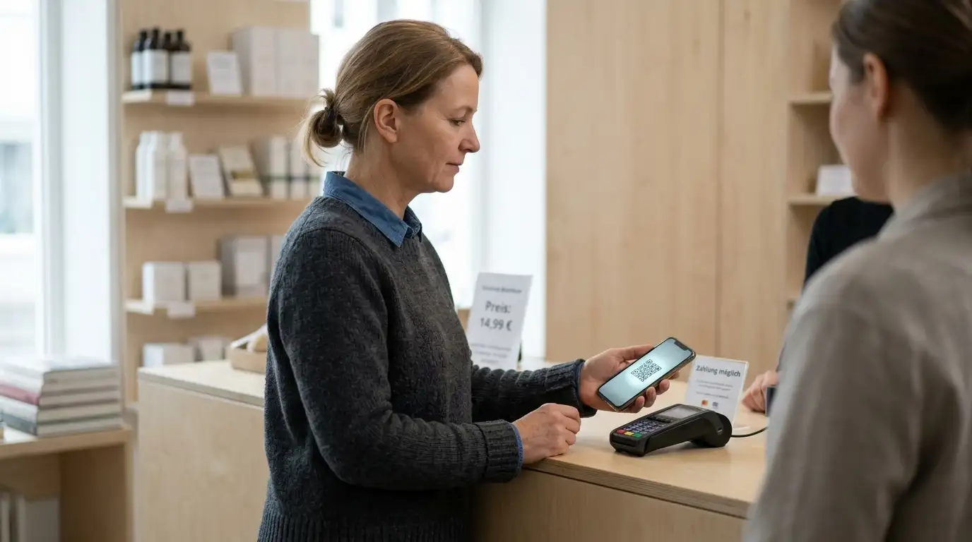 Einzahlung per QR-Code an einer Verkaufsstelle