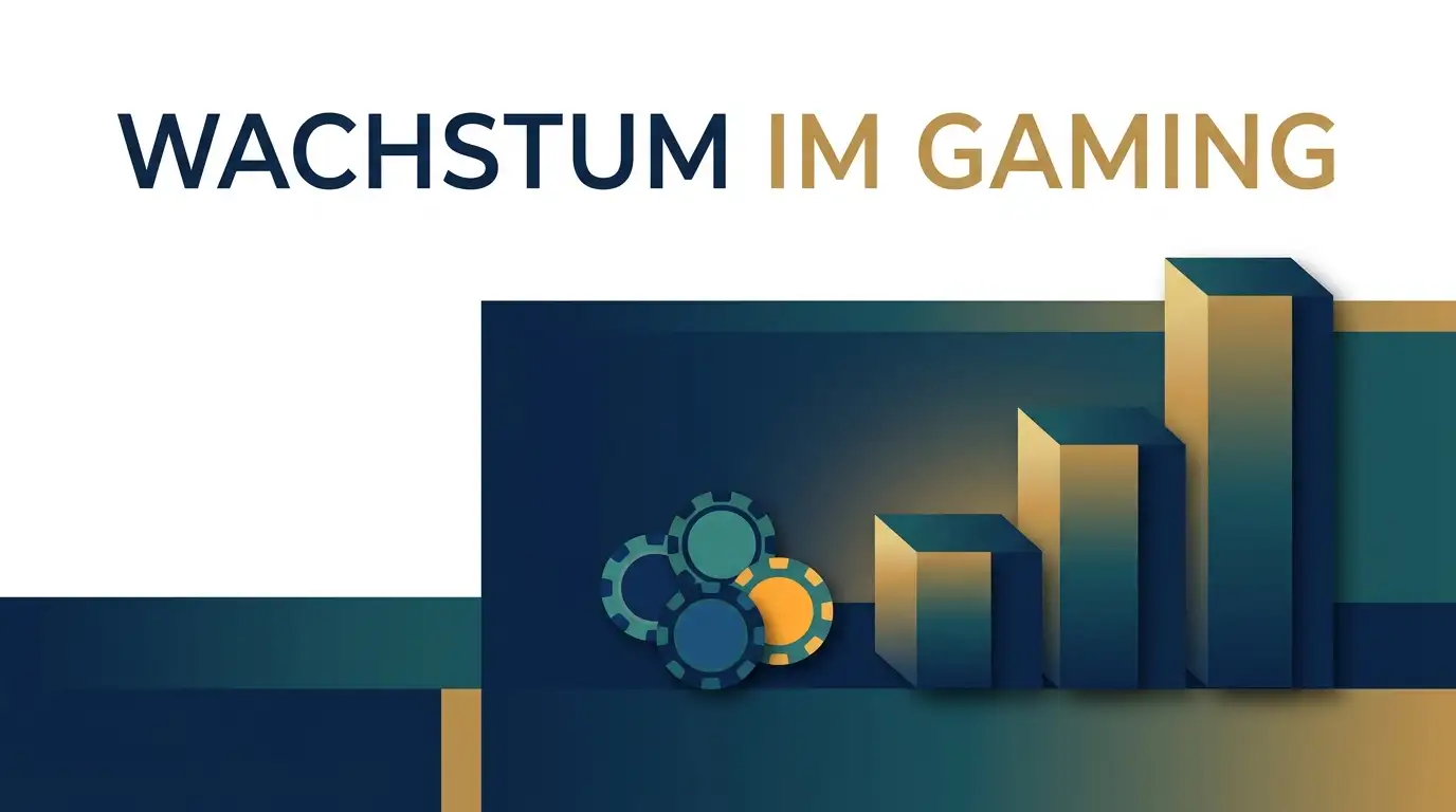 Stilisierte Darstellung eines Willkommensbonus mit einem dreifach ansteigenden Balkendiagramm und Spielchips vor dunklem Hintergrund