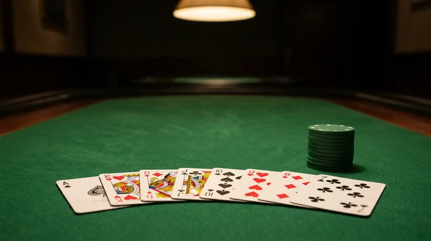 Pokertisch mit Karten und Chips als Sinnbild für Online Poker Casinos 2026
