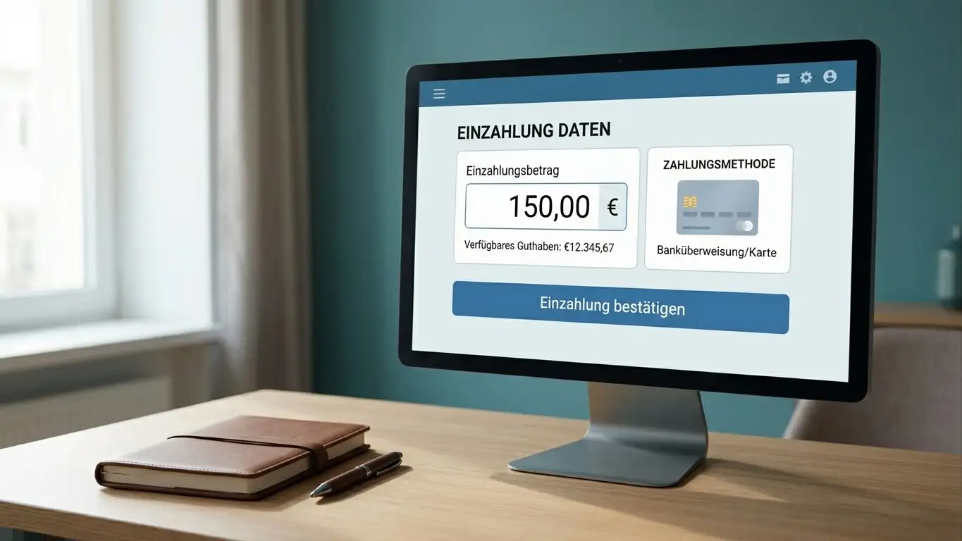 Registrierungsdialog einer Casino-Kasse mit Paysafecard als ausgewählter Einzahlungsmethode