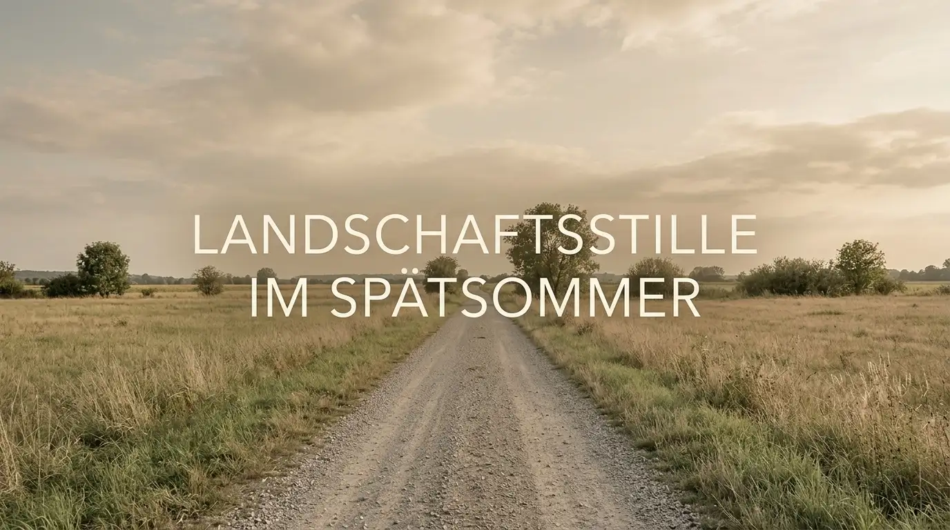 Geteerte Landstraße zwischen zwei Feldern, dunstiger Horizont, kein Verkehr