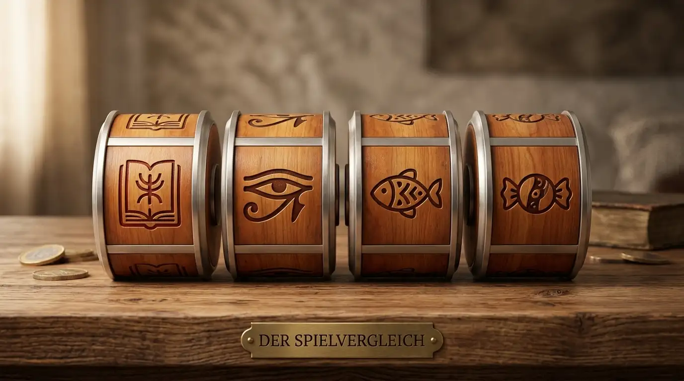 Vier stilisiert angeordnete Slot-Walzen als Vergleichsreihe