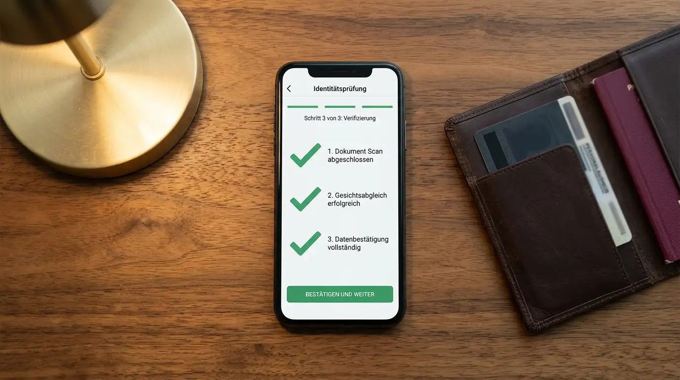 Smartphone mit Identitätsprüfung und Auszahlungs-Bestätigung