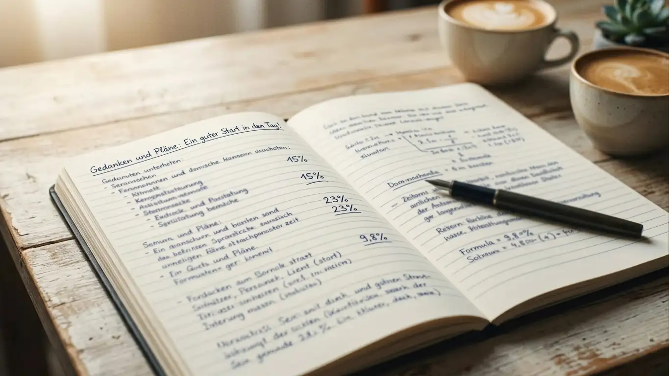 Notizblock mit handschriftlichen Prozentangaben zu Bonusbedingungen und Umsatzanforderungen