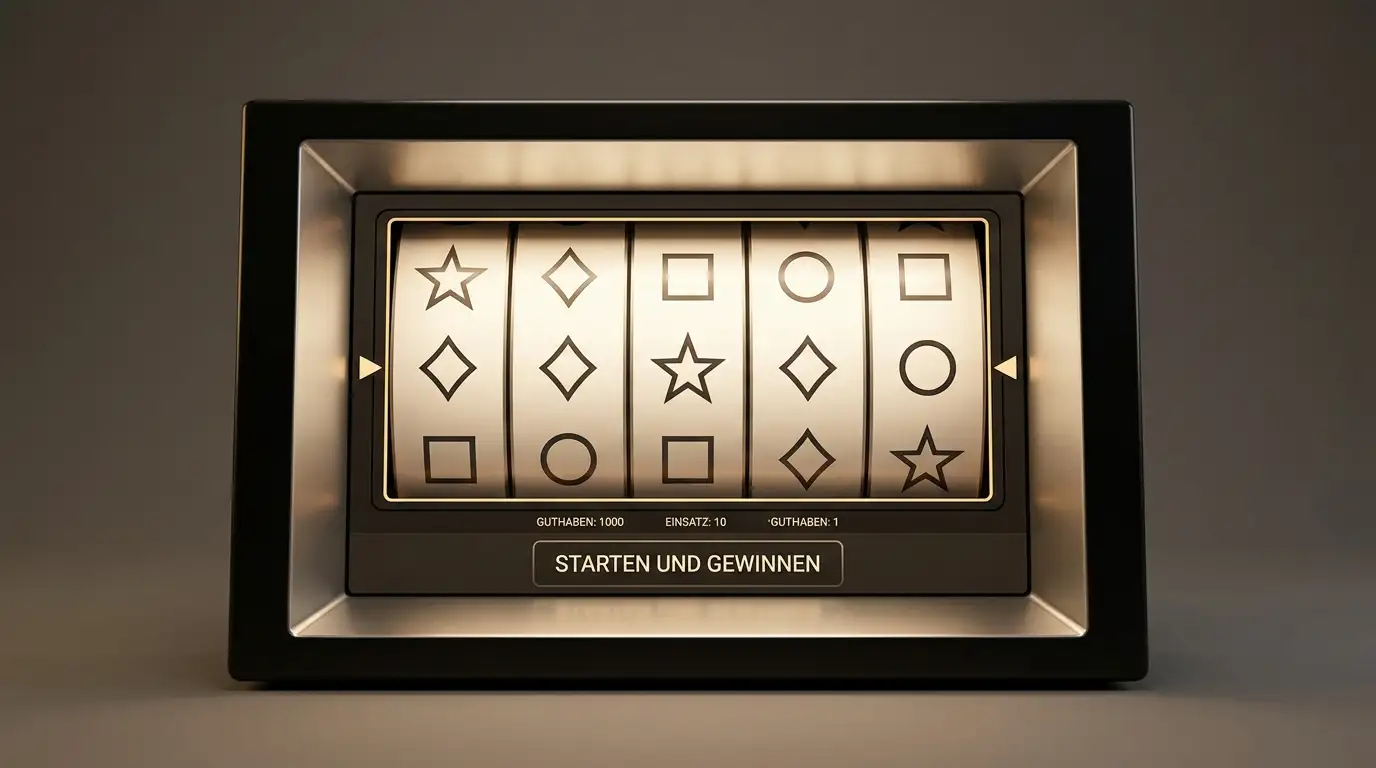 Spielautomaten-Symbole auf einem neutralen Casino-Interface ohne Markenzeichen