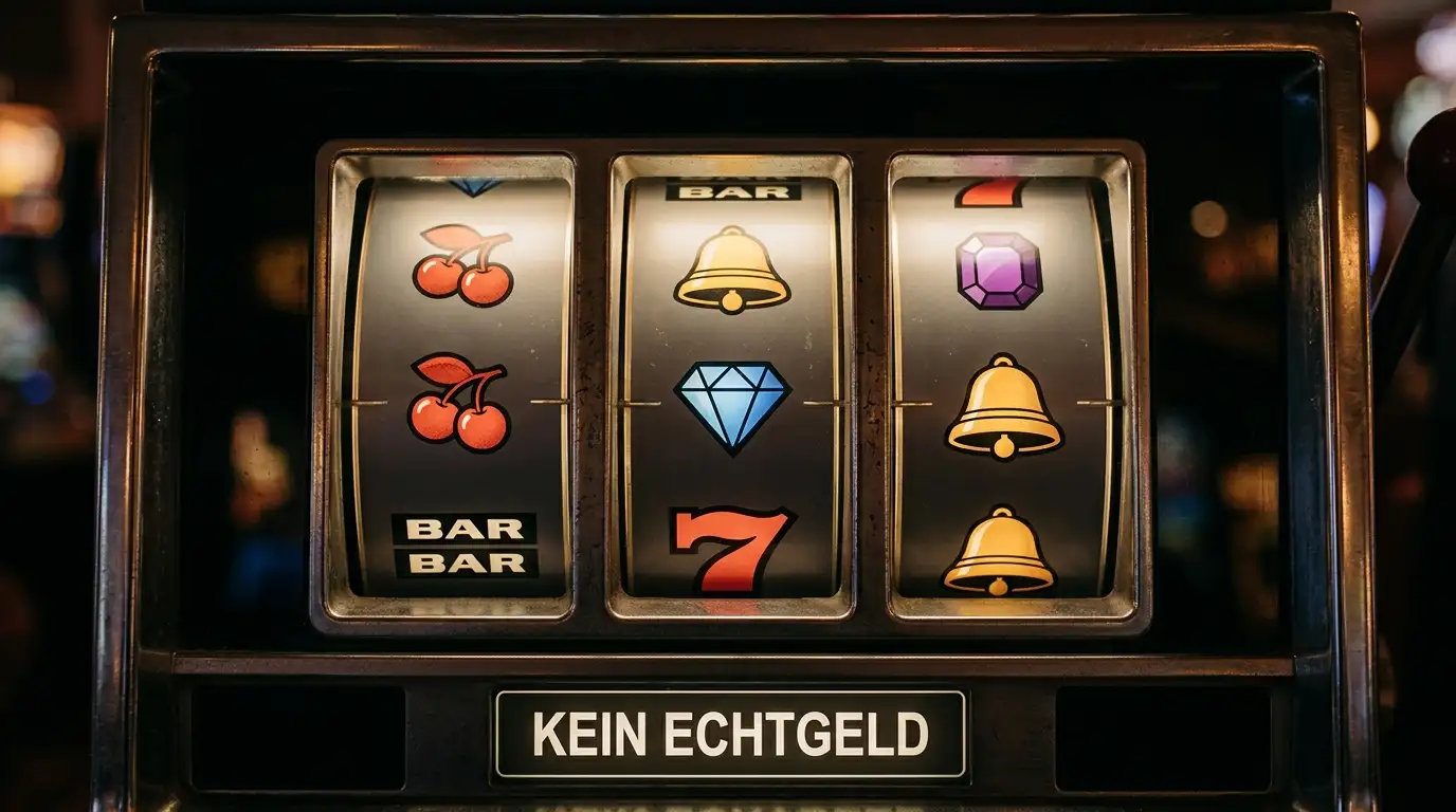 Generische Spielautomaten-Walzen mit Symbolen ohne Markenbezug als Sinnbild der Spielgewichtung