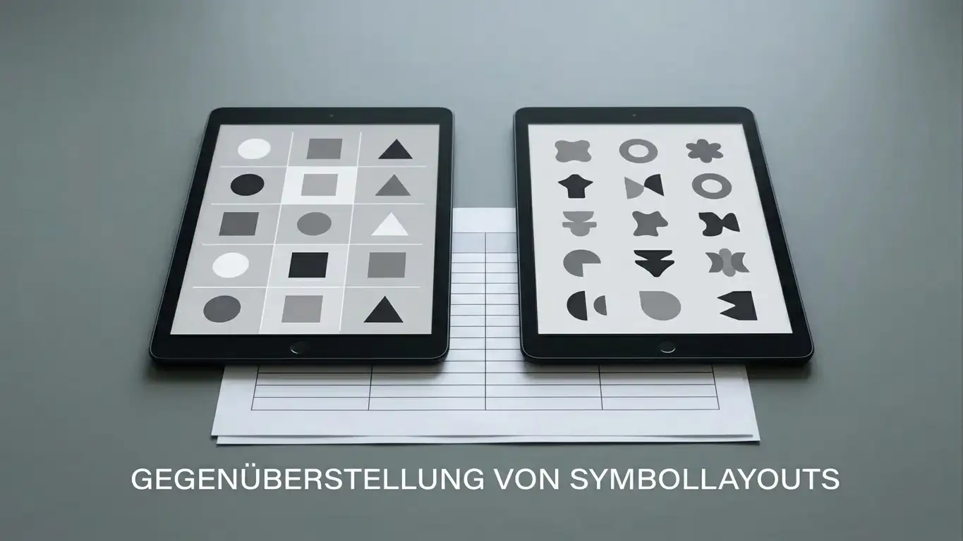 Zwei Bildschirme mit Vergleich unterschiedlicher Spielautomaten nebeneinander