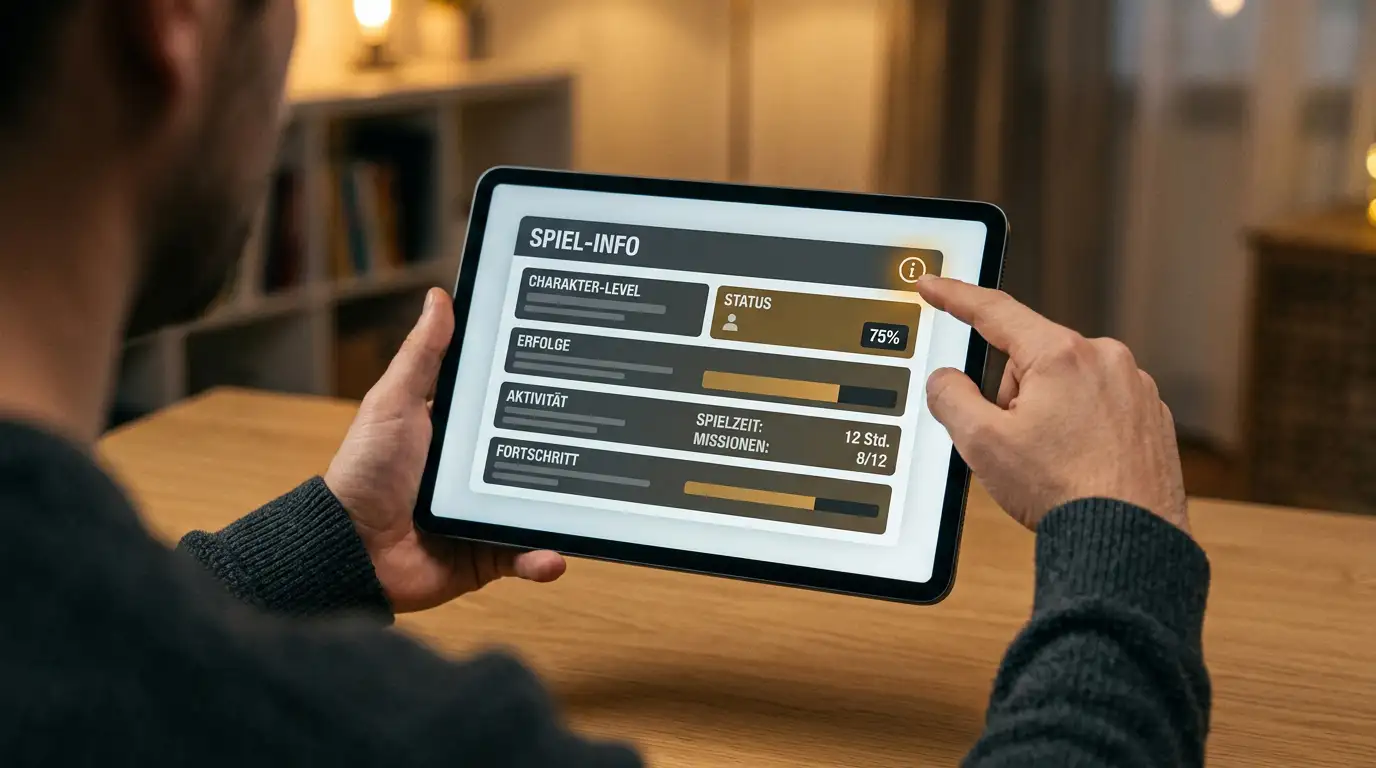 Bildschirm mit geöffneter Spielinformation eines Automatenspiels