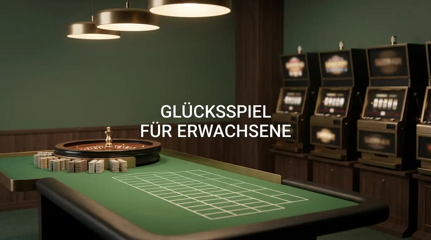 Spieltisch mit Roulettekessel neben einem Automatenplatz
