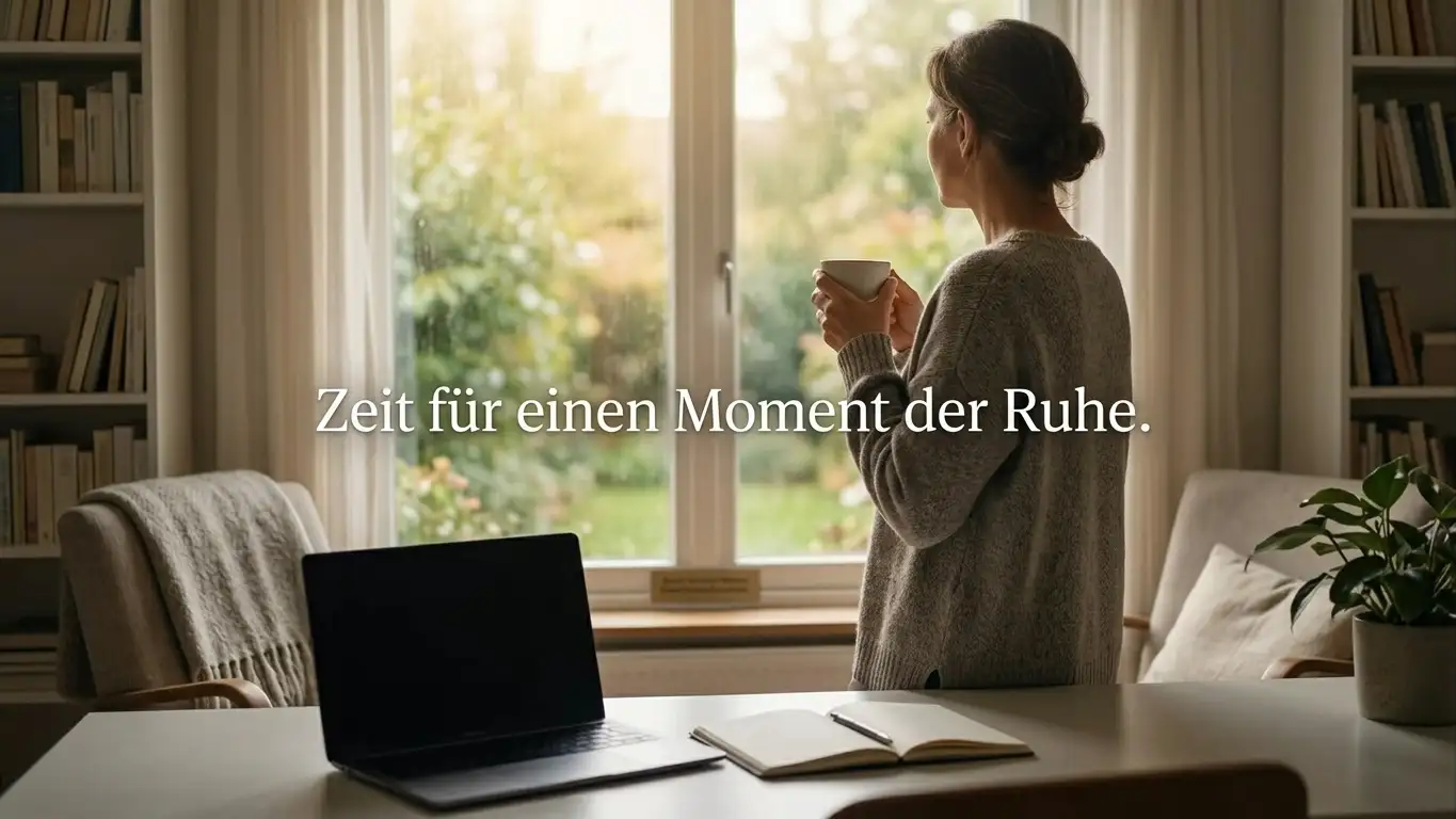 Ruhige Szene mit einer Person, die eine bewusste Pause vom Spiel macht