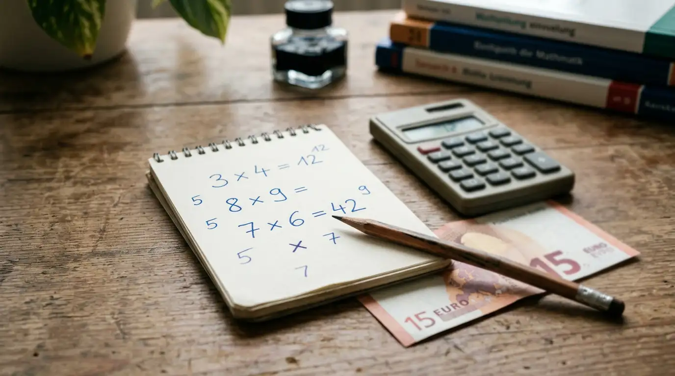 Rechenheft und Stift zur Wagering-Mathematik