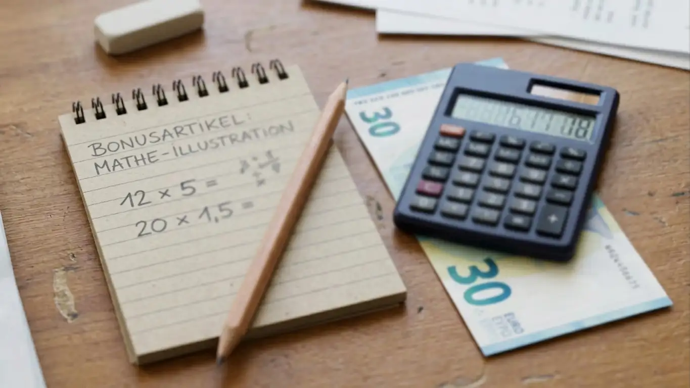 Rechenheft und Stift zur Wagering-Mathematik