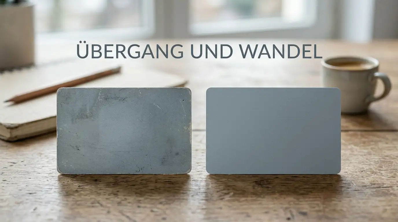 Ein altes und ein neues Bezahlsymbol nebeneinander als Sinnbild des Wandels