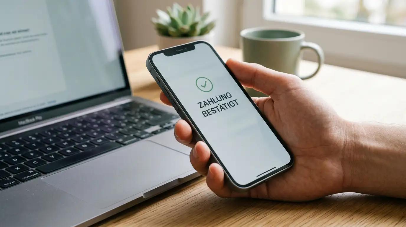 Smartphone mit neutraler Bezahlansicht als Symbol für Zahlungsmethoden bei kleiner Einzahlung