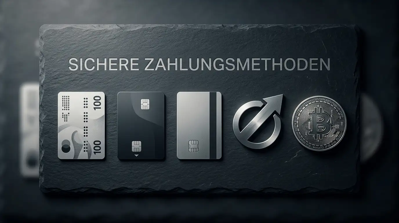 Wallet-Symbole und Smartphone als Sinnbild für mobile Einzahlung